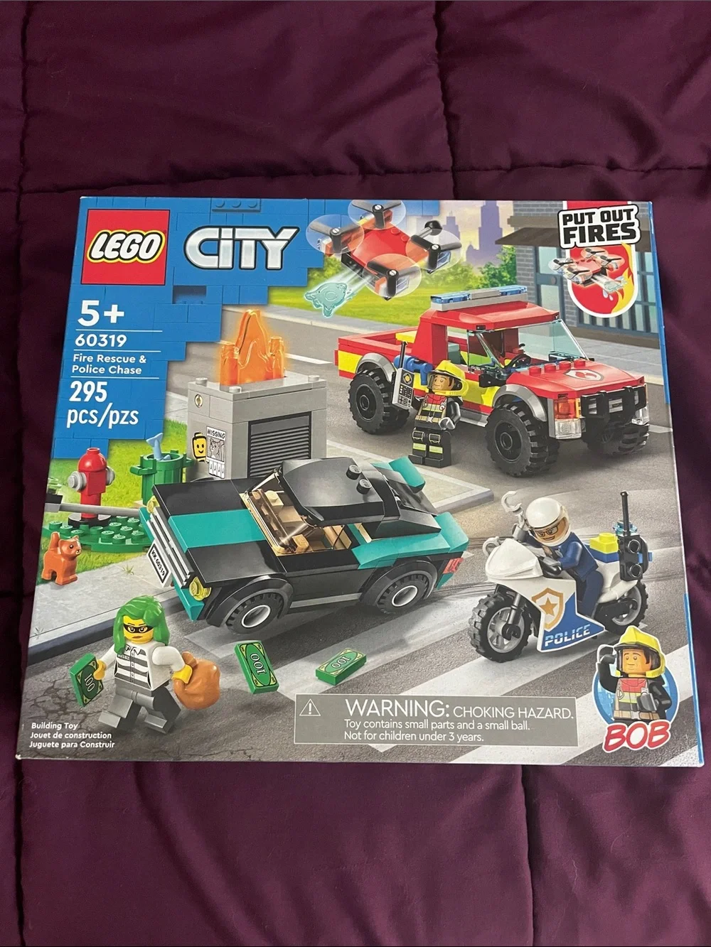 LEGO City Fire Rescue & Police Chase - Black & Teal Vehicles